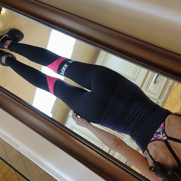 Victoria's Secret Pink black & hot pink leggings, XS - Picture 5 of 16